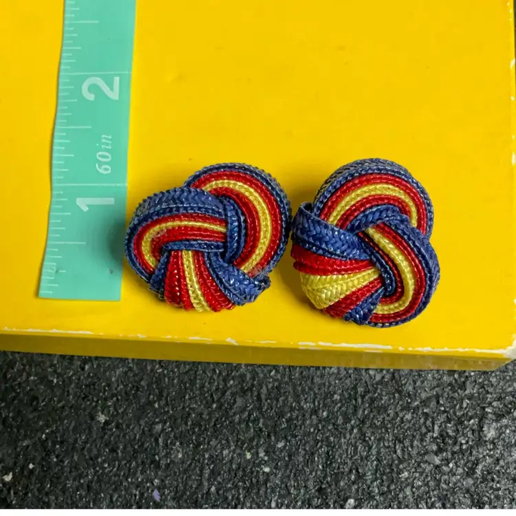 90s Blue Red Yellow Knot Earrings