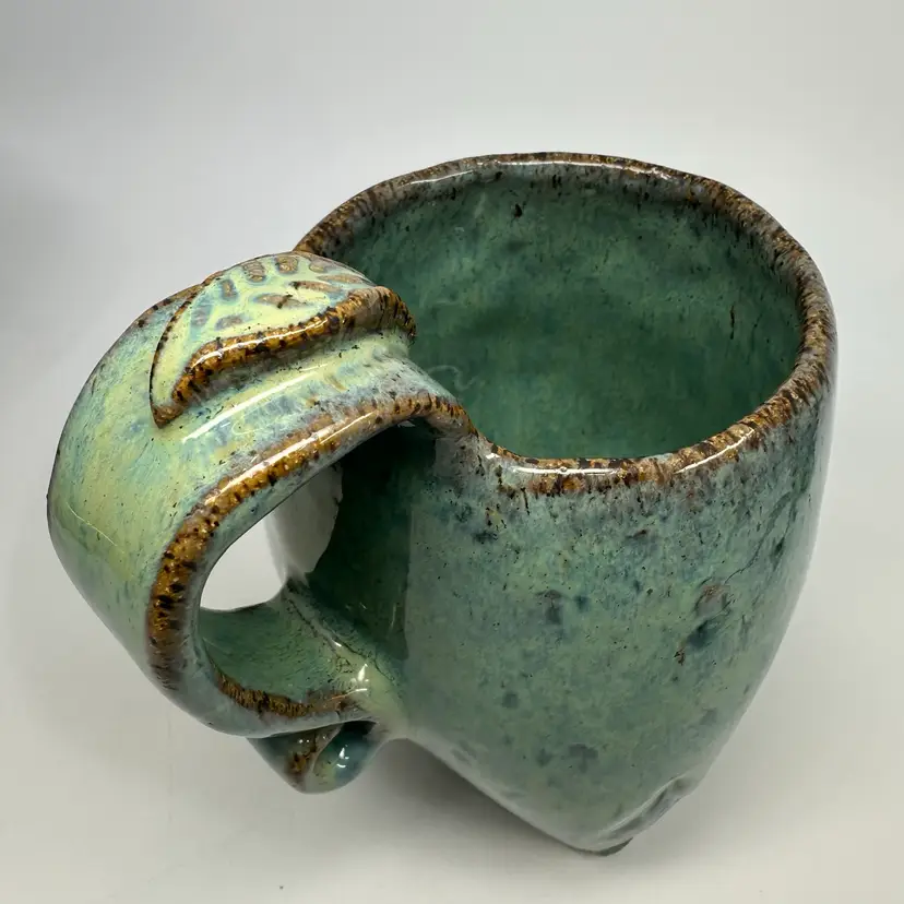 Handmade Blue Glazed Footed Mug