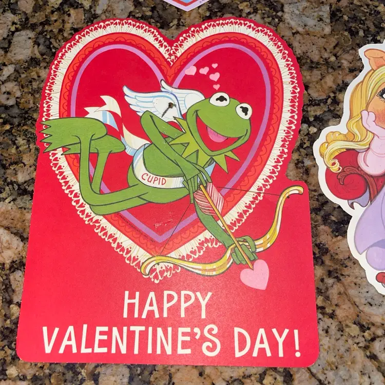 Vintage 1981 Miss Piggy Kermit Muppets Paper Die Cut Valentines Cards Love
