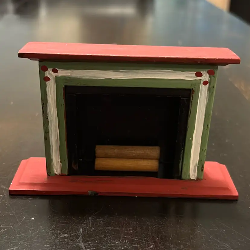 Fireplace Green Red  Painted