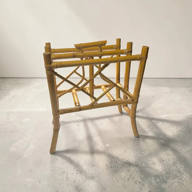 Vintage Chinoiserie Pagoda Bamboo Magazine Rack Holder Stand, Florida Regency