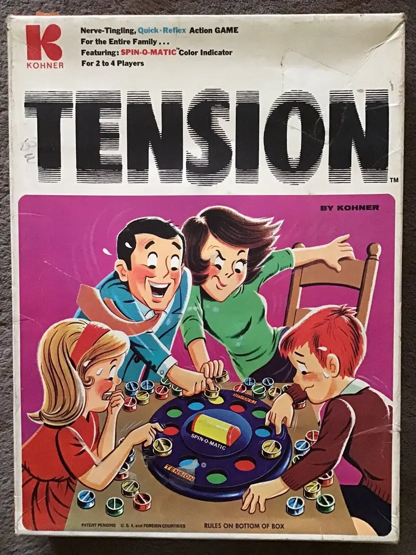 1970 KOHNER BROS TENSION Quick reflex Action BOARD GAME VINTAGE FUN USA No.581