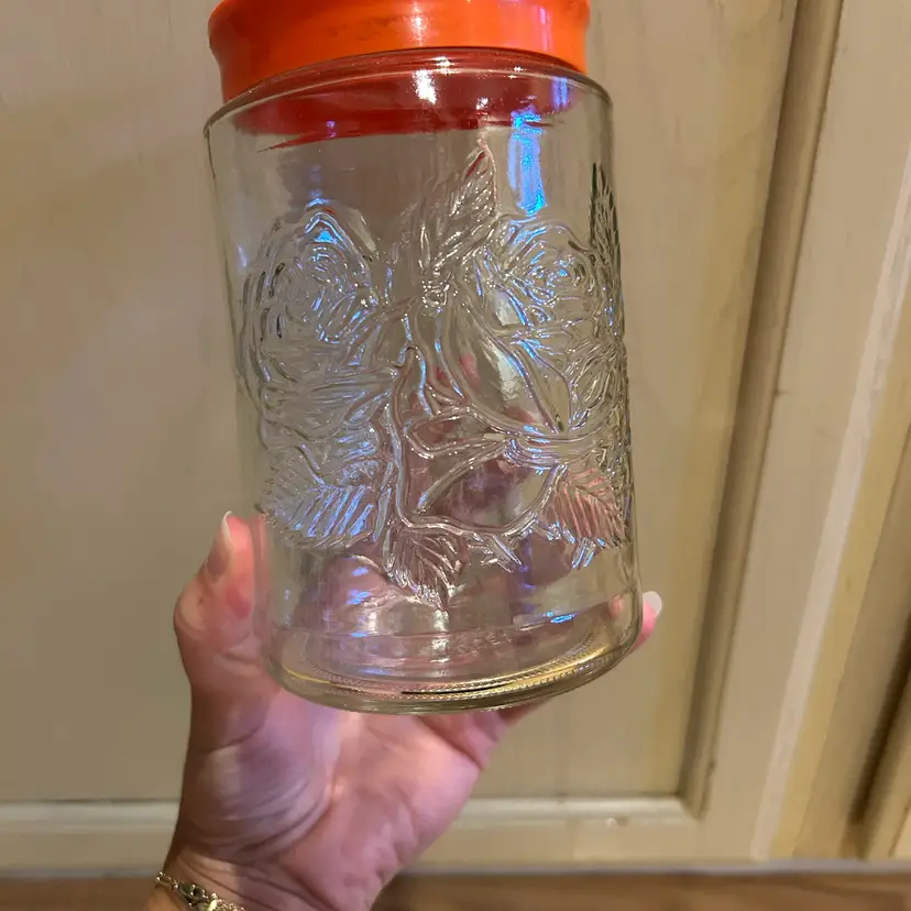 Clear Glass Rose Jar