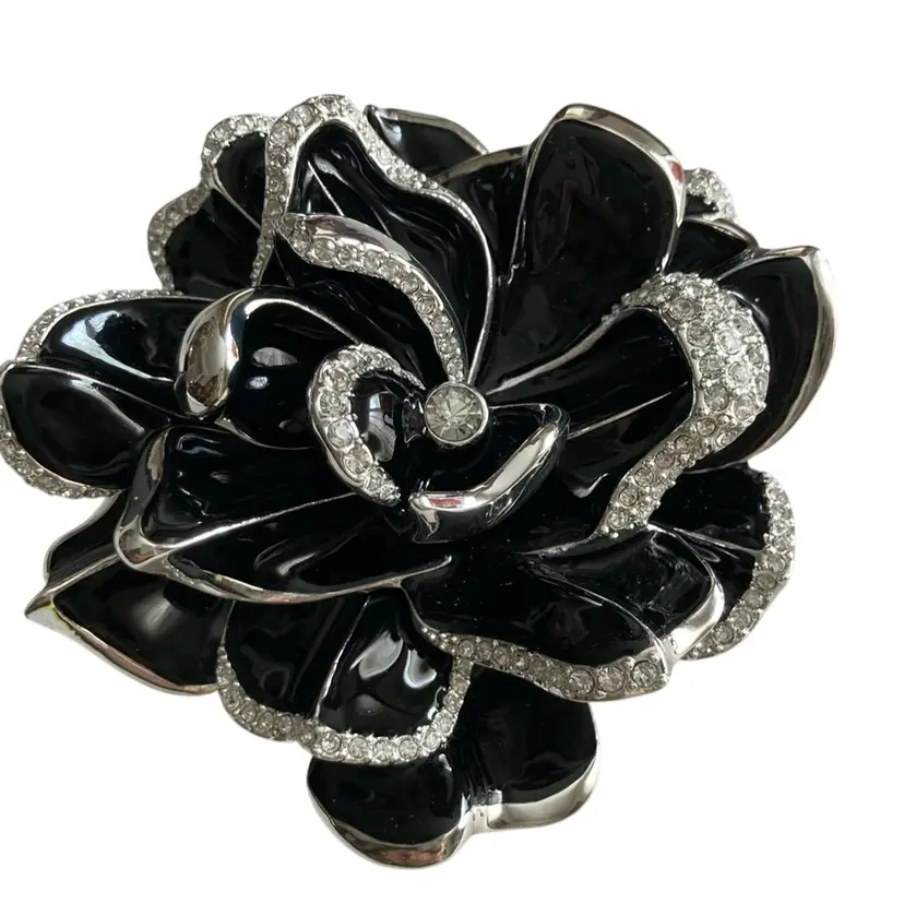 Limited Edition Joan Rivers Black Gardenia Rose Brooch