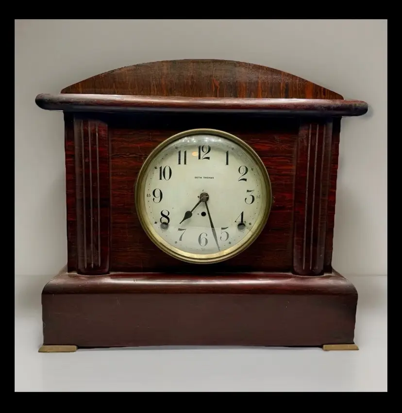 Antique Seth Thomas Adamantine 8 Day Rosewood Mantle Clock, UNTESTED