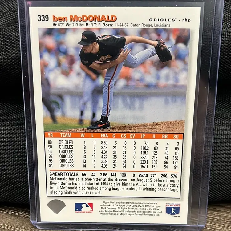 1993 Upper Deck Collector's Choice Ben McDonald Baltimore Orioles baseball