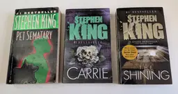 Stephen King 3 Paperback Book Lot - Pet Sematary, Carrie, The Shining