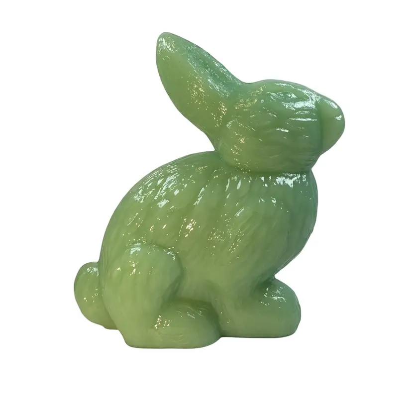 #02 Mosser Sitting Jadeite Green Glass Bunny Rabbit USA New Easter Spring