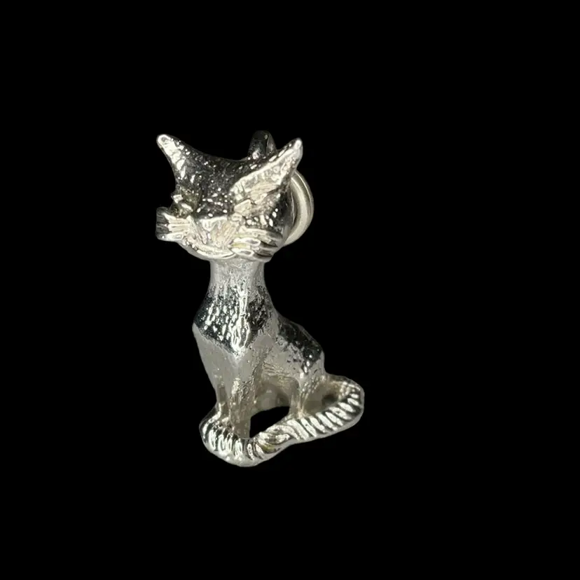Sterling Silver .925 Large 3D Cat Charm