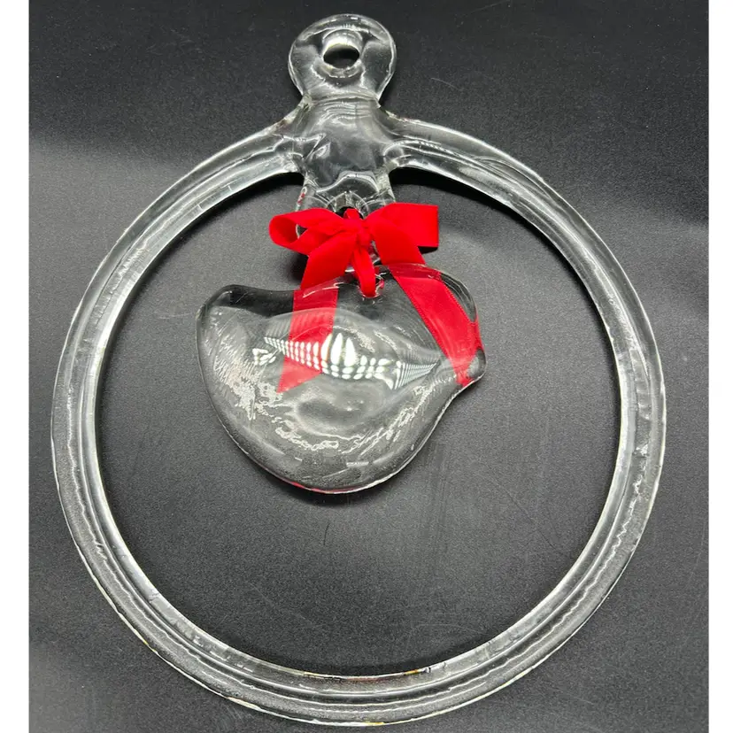 Vintage 70’s Kosta Boda Bertil Vallien Large Bird In Ring Suncatcher Ornament