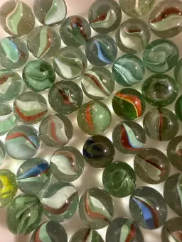 #06 ~ 50 Old “Cat Eye” Marbles! Glowers!