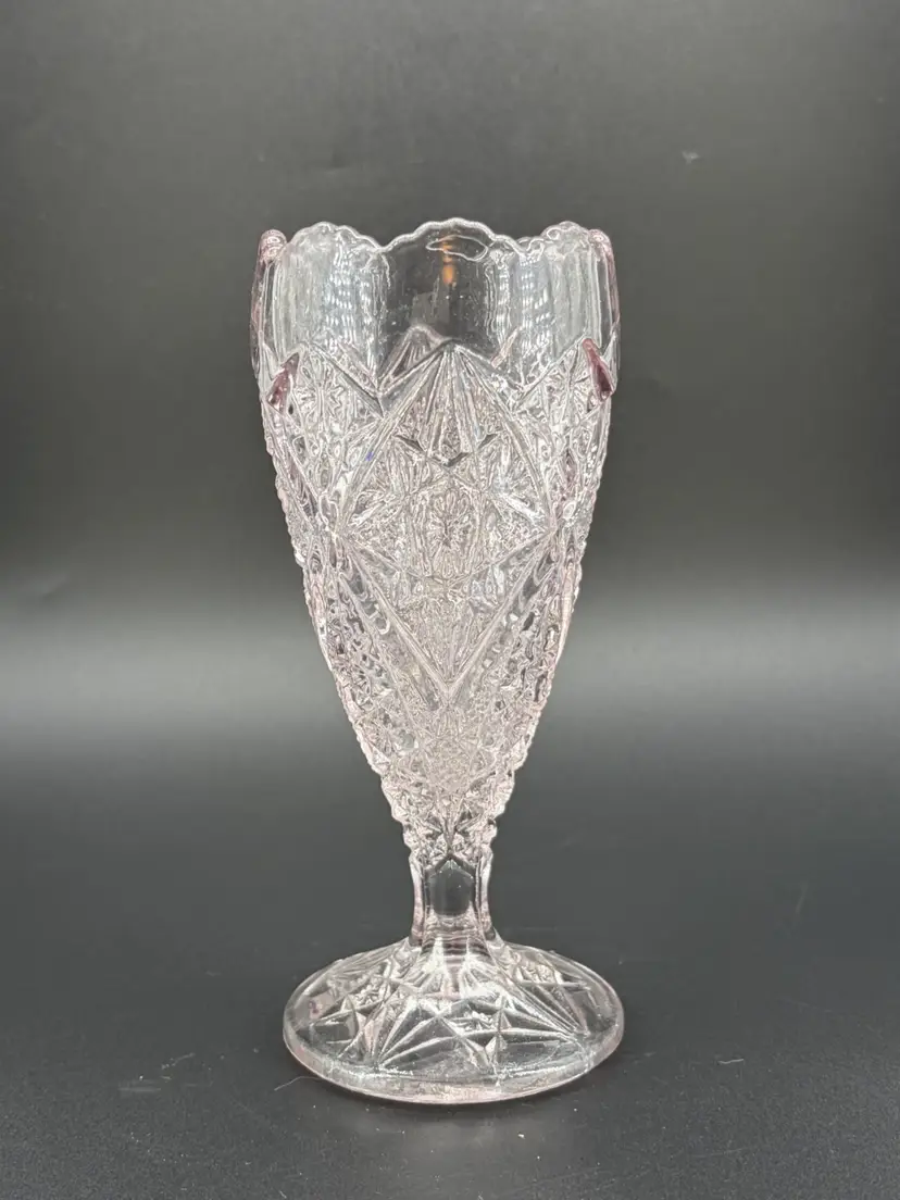 Glass Pressed Glass footed Bud Vase