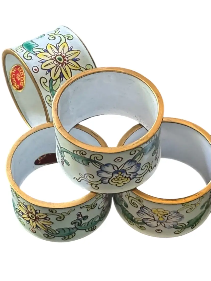 Cloisonné Napkin Rings Set Of 4