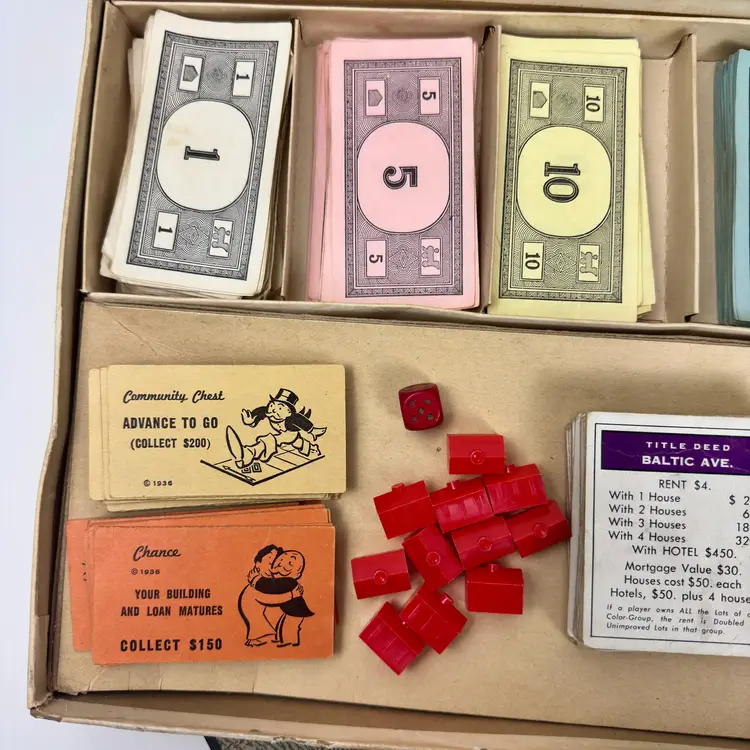 Vintage 1954 Monopoly Board Game by Parker Brothers