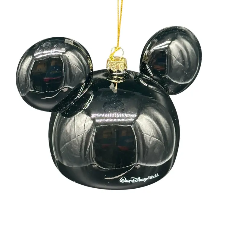 Disney World 2012 Mickey Mouse Icon Blown Glass Ears Christmas Ornament With Tag
