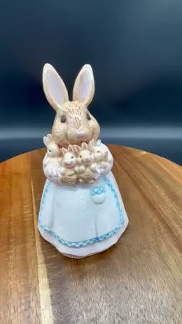 Vintage Schmid Mama Bunny Music Box - Easter, Spring - Plays "Easter Parade", Anthropomorphic