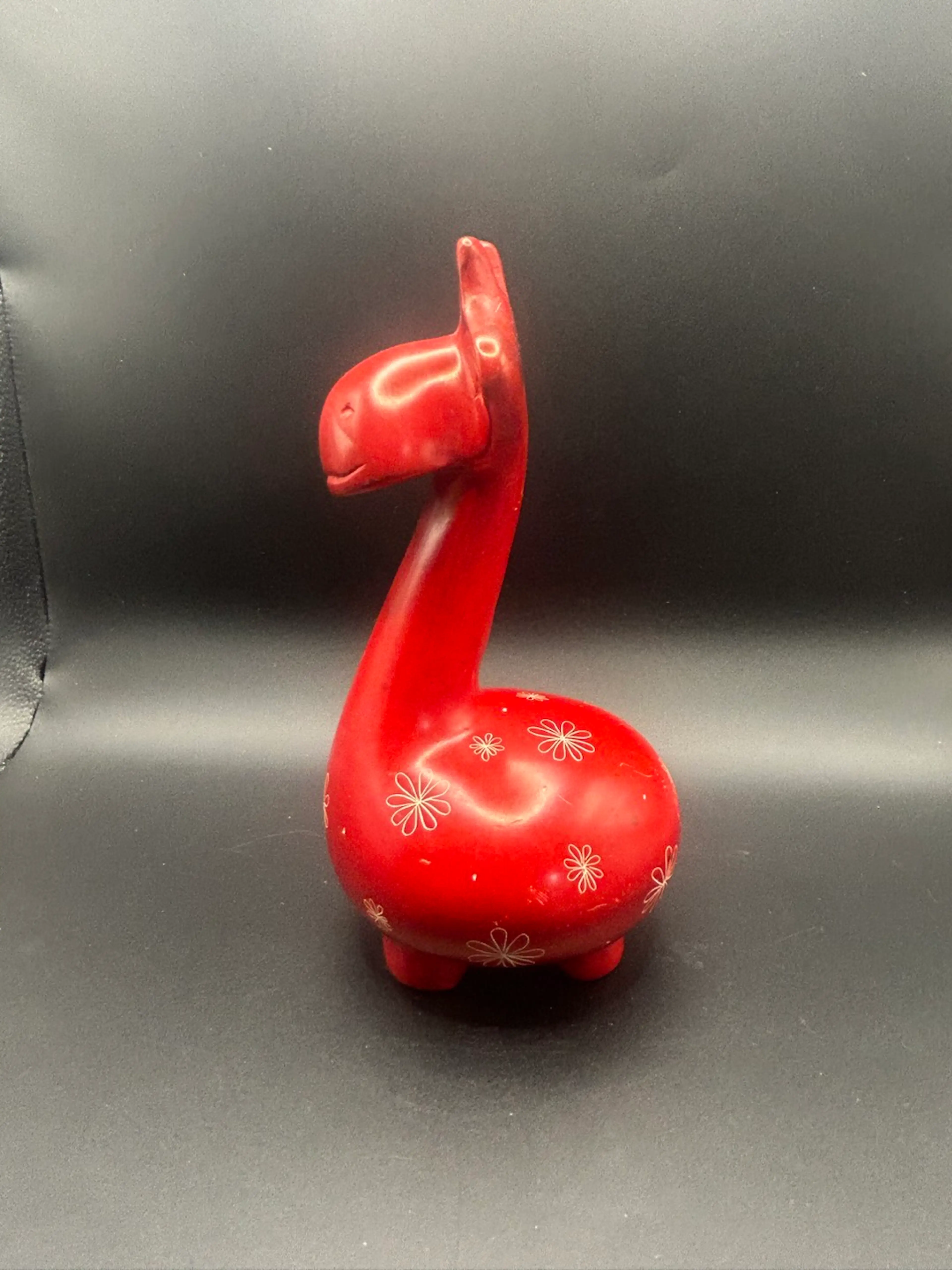 Red Giraffe Paper Weight / Figurine Soap Stone - VTG