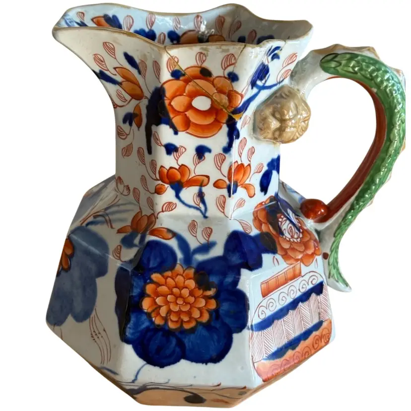 Masons Hydra Jug Ironstone Imari Snake Handle GLAZED 7.5 George III ANTIQUE 1820