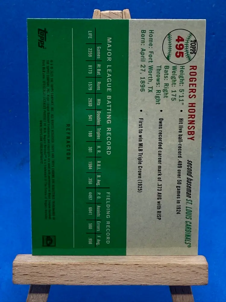 2023 Topps Chrome Platinum Rogers Hornsby Refractor A06