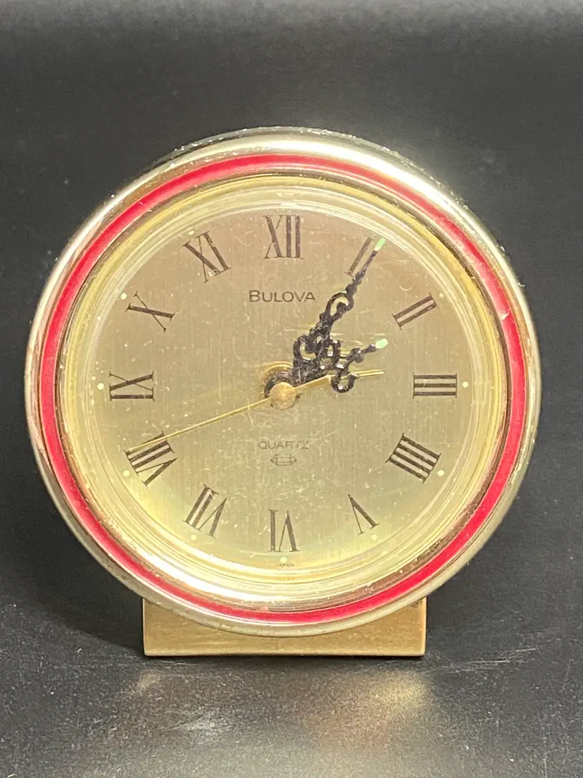 Bulova Table Clock with Alarm w/ Gold Finish