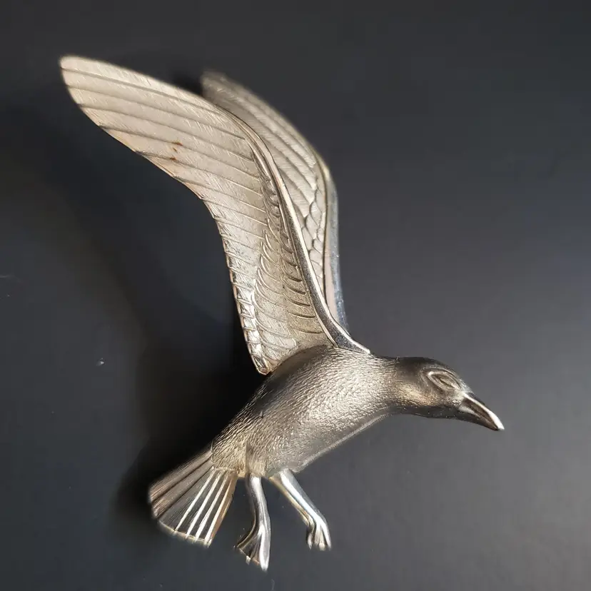 Vintage Giovanni Silver Tone Seagull Brooch Signed 2.5"