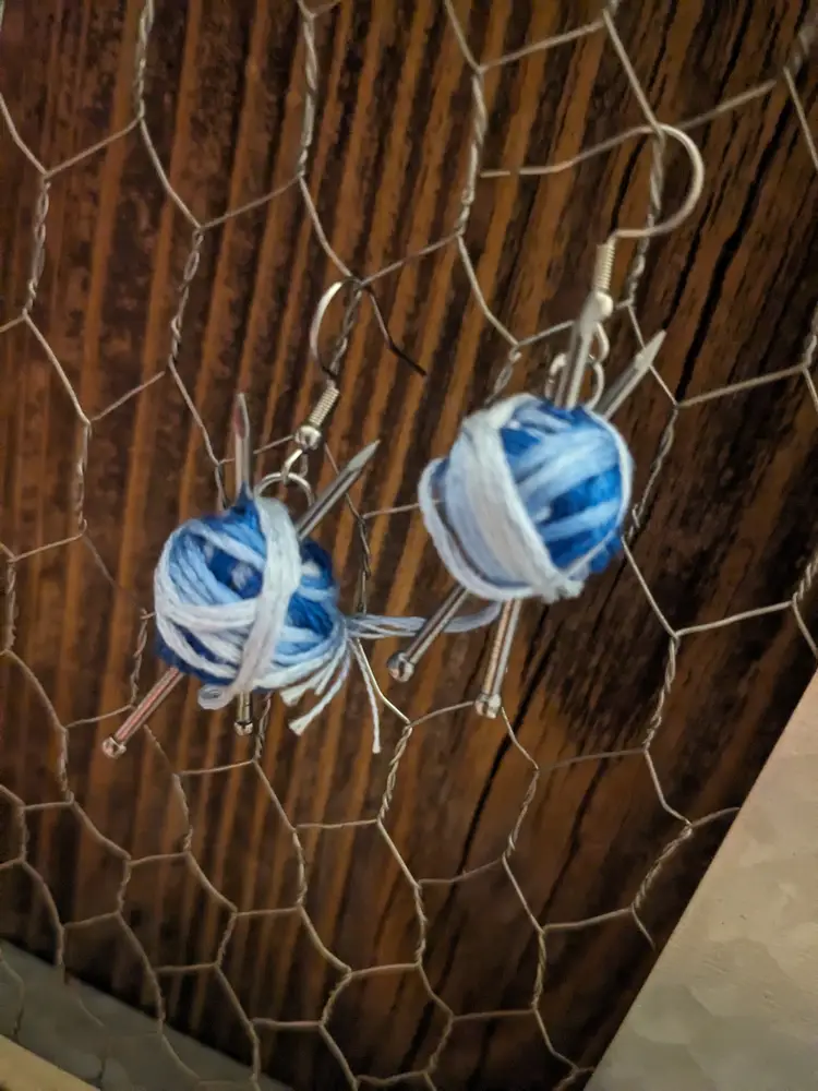 Yarn ball earrings