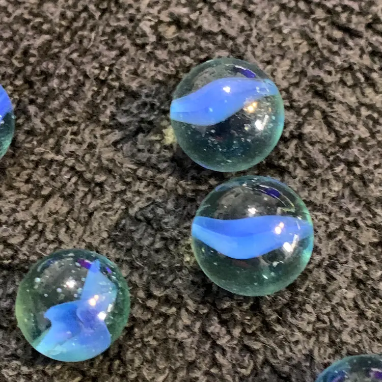 7-Clear w/Blue Swirl Glass Marbles 5/8"