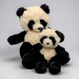 Vintage Russ Berrie Panda Bear Ping Plush Mom 11" and Baby 7" 1980/90s
