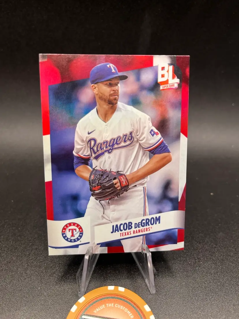 Jacob Degrom Super Rare Red Foil baseball Card 2024 Big League Texas Rangers