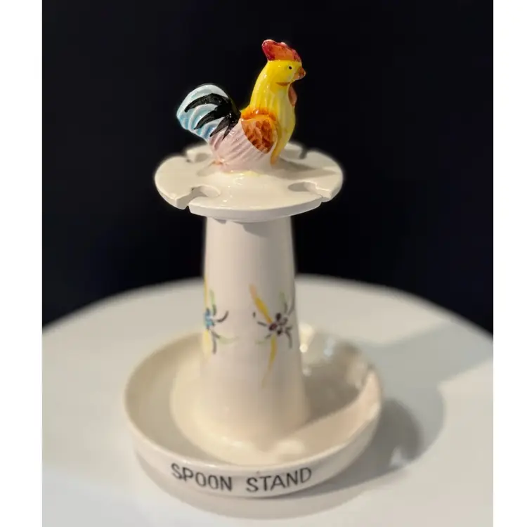 1950s Ceramic Rooster Spoon Stand