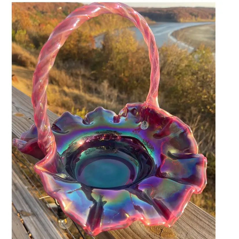 Fenton Large Basket Plum Opalescent
