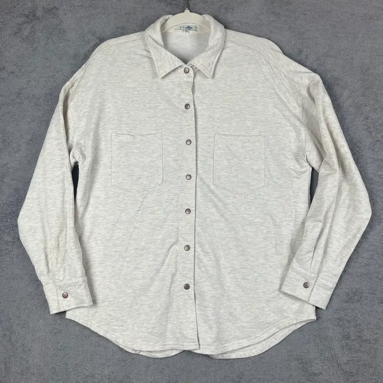 Z SUPPLY Jacket Women’s Size M Cream Modal Blend Brushed Knit Button-Up Shacket