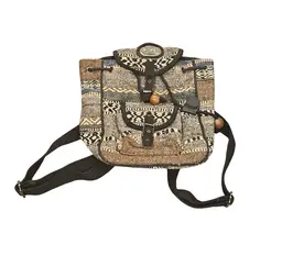 Sun N Sand Nomad Backpack Boho Hippie Cotton Neutral Geometric Print Medium