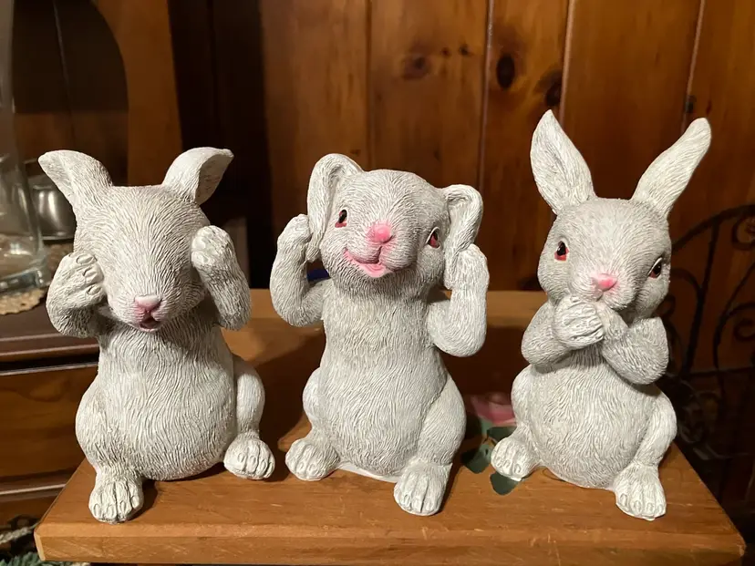 Rabbits Set Of 3 See, Hear & Speak No Evil