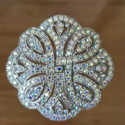 Vintage Aurora Borealis Rhinestone Silver Tone Brooch