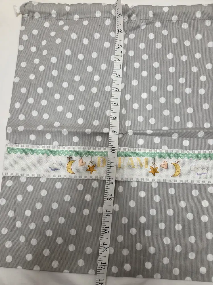 Lot of Two New Cross-stitched Dream, Moon and Star themed Draw String Bags
