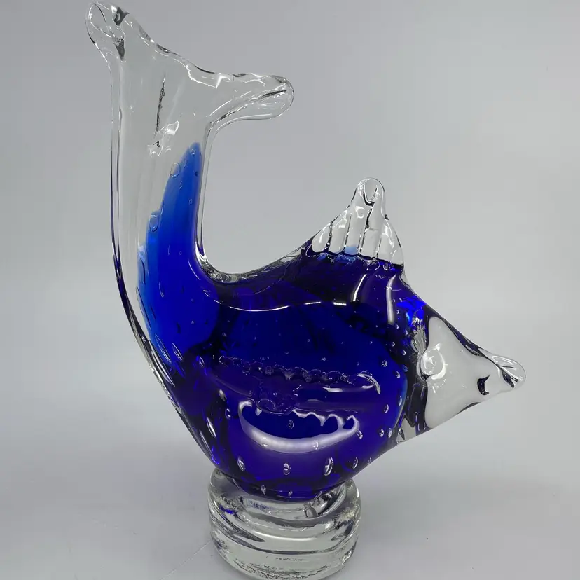 Art Glass Cobalt Blue Fish Figurine Paperweight