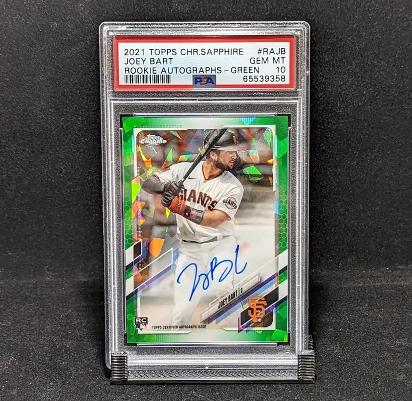 2021 Topps Chrome Sapphire Rookie Autographs Green /50 Joey Bart PSA 10 Graded