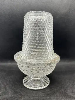 Vintage Duncan & Miller clear glass Thousand Eye or hobnail pattern fairy lamp