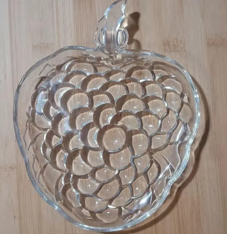 Clear Glass Grape Cluster Shaped Serving Tray Dish Decorative Fruit Design Plate