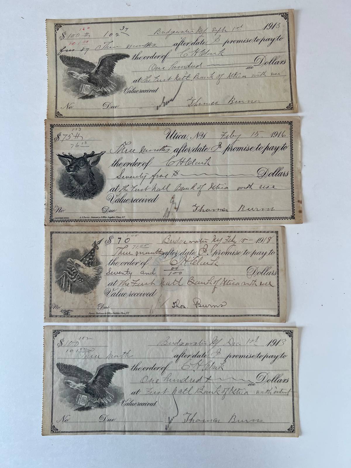 Niknax · Antique Promissory Notes. 1913-1918. Eagle Elk Vignette ...