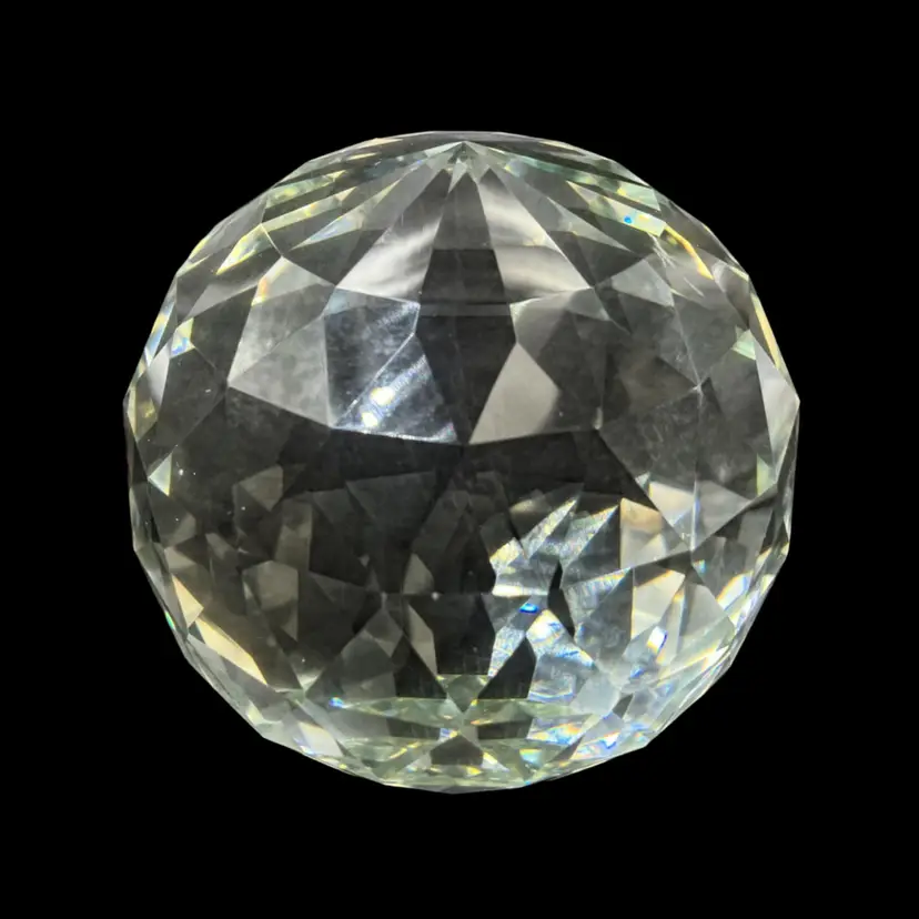 27 - Clear Faceted Prism Crystal Ball Magnum Paperweight 3.625”