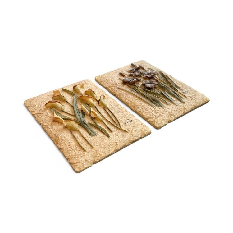 Set Of 2 Cheri Blum Resin Flower Wall Plaques