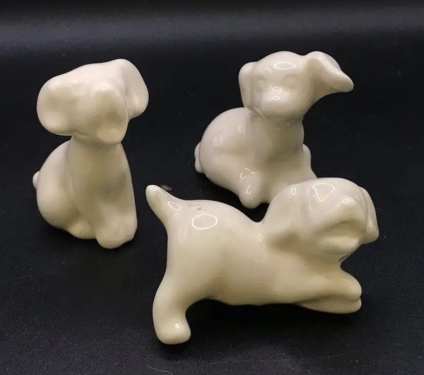 Trio of ceramic white pups #2