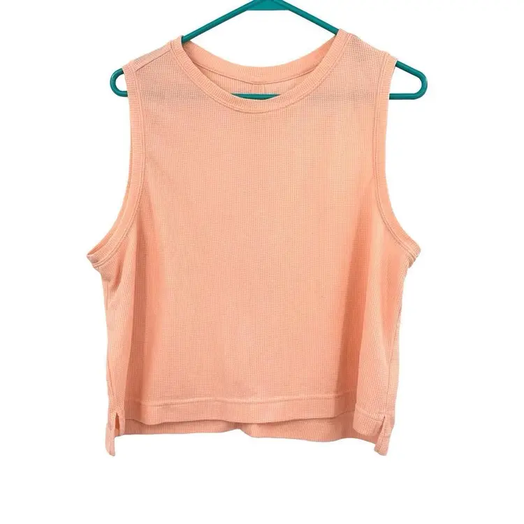 All in Motion Size XL Tank Pink Cropped Sleeveless Waffle Weave Activewear