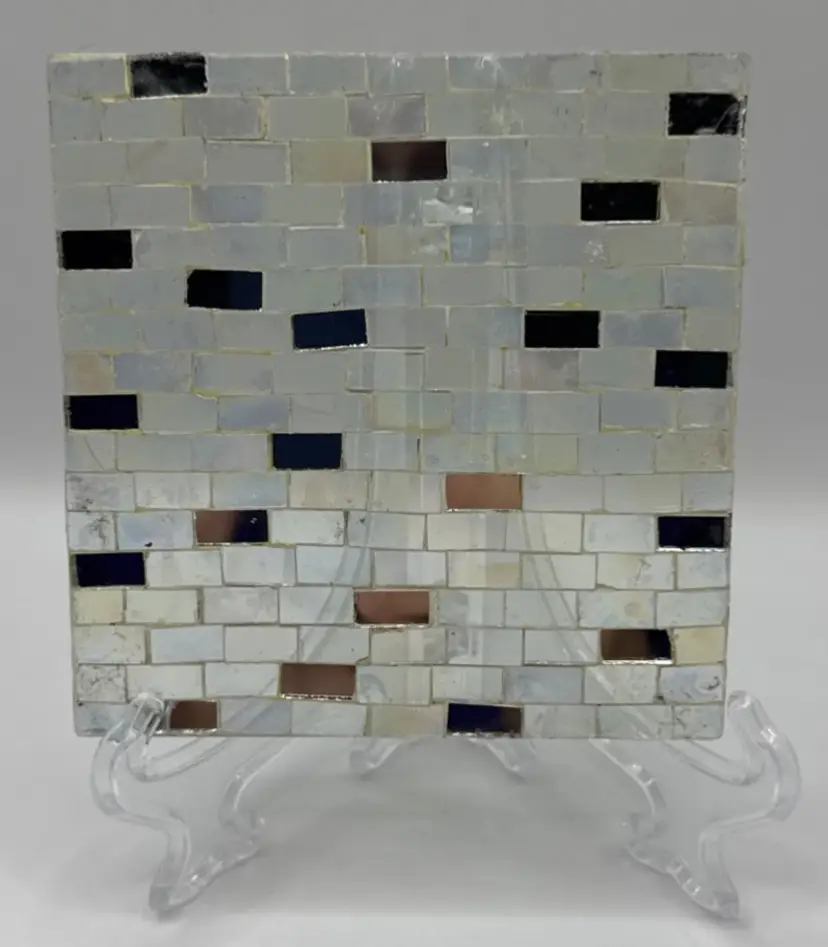 Vintage Glass Iridescent Subway Tile Barware Coasters, Set of 4, By Pier 1, Made in India, MPN 460/4607 SKU 2165089