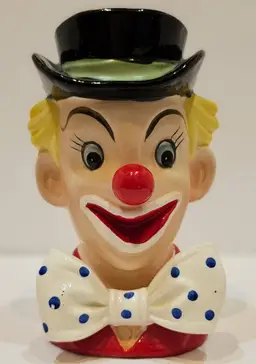 Vintage NAPCOware Clown Head Planter with Black Hat. Circa 1950’s.