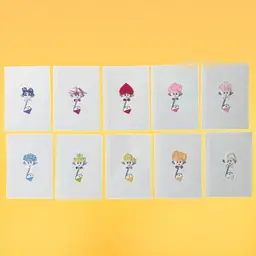 Set of 10 Greeting Cards, Handcrafted Fancy Hat Button Ladies w/ Envelopes