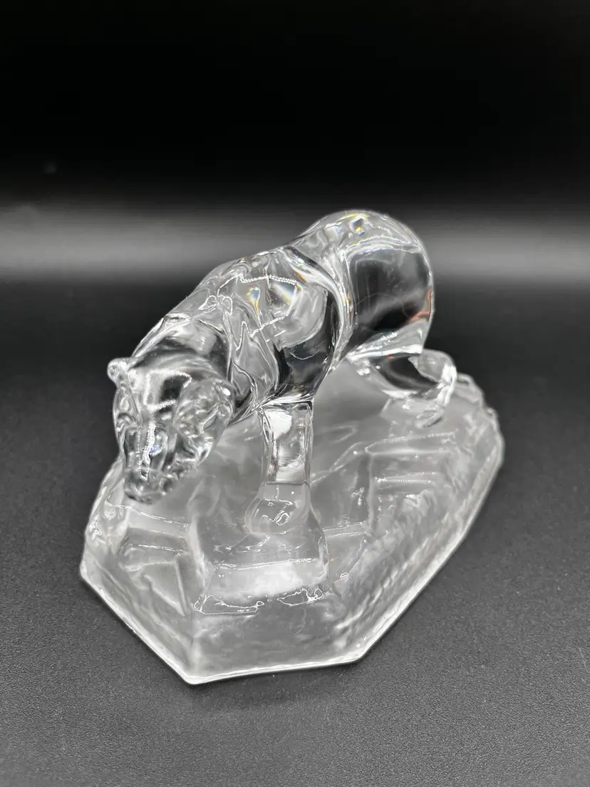 Crystal D’Arques Clear Art Glass Polar Bear On Iceberg Figurine Paperweight 🐻‍❄️❄️
