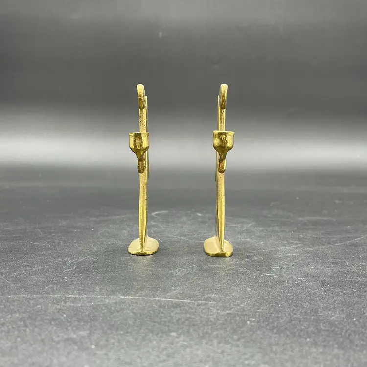 Brass Angel Candlestick Holders Christmas Religious Set Of 2 MCM